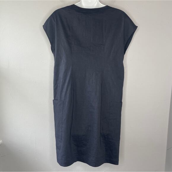 THEORY Linen Blend Shift Dress Womens Size 0 Blue Timeless Capsule Minimalist - Picture 6 of 9